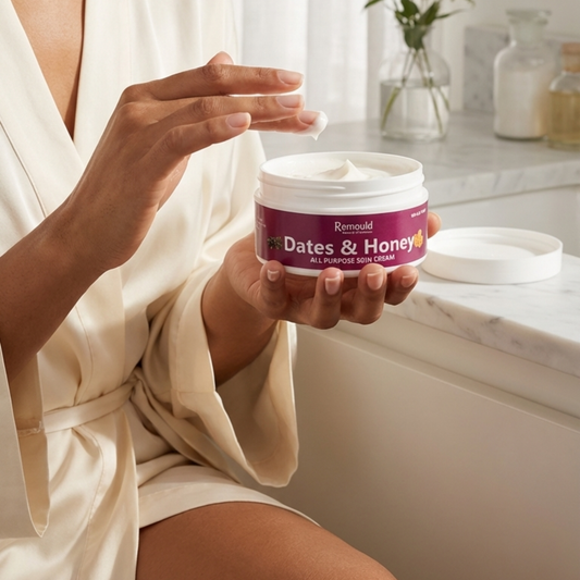 All purpose skin cream applied on hand showing absorption